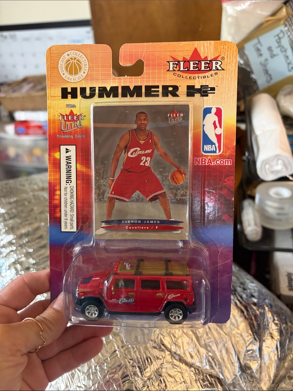 NBA Fleer Collectibles Red Hummer H2 Toy with LeBron James Card